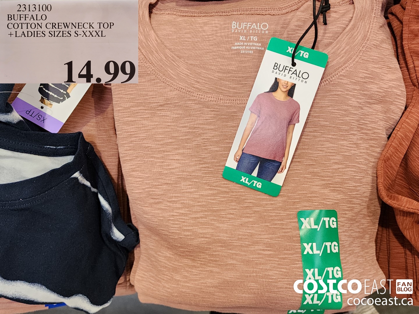 2313100 BUFFALO COTTON CREWNECK TOP + LADIES SIZES S-XXXL $14.99