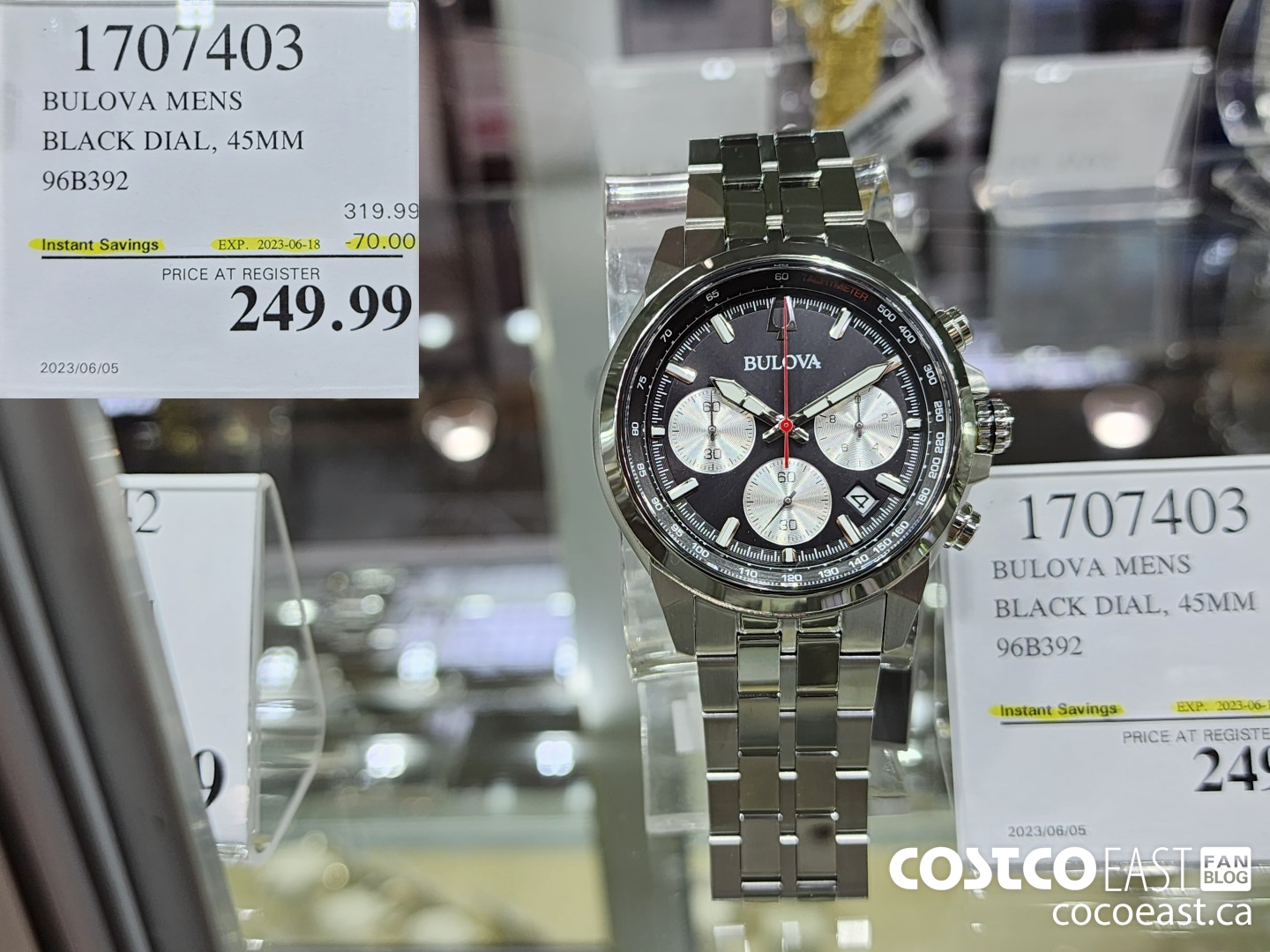 1707403 BULOVA MENS BLACK DIAL, 45MM 96B392 ($70.00 INSTANT SAVINGS EXPIRES ON 2023-06-18) $249.99