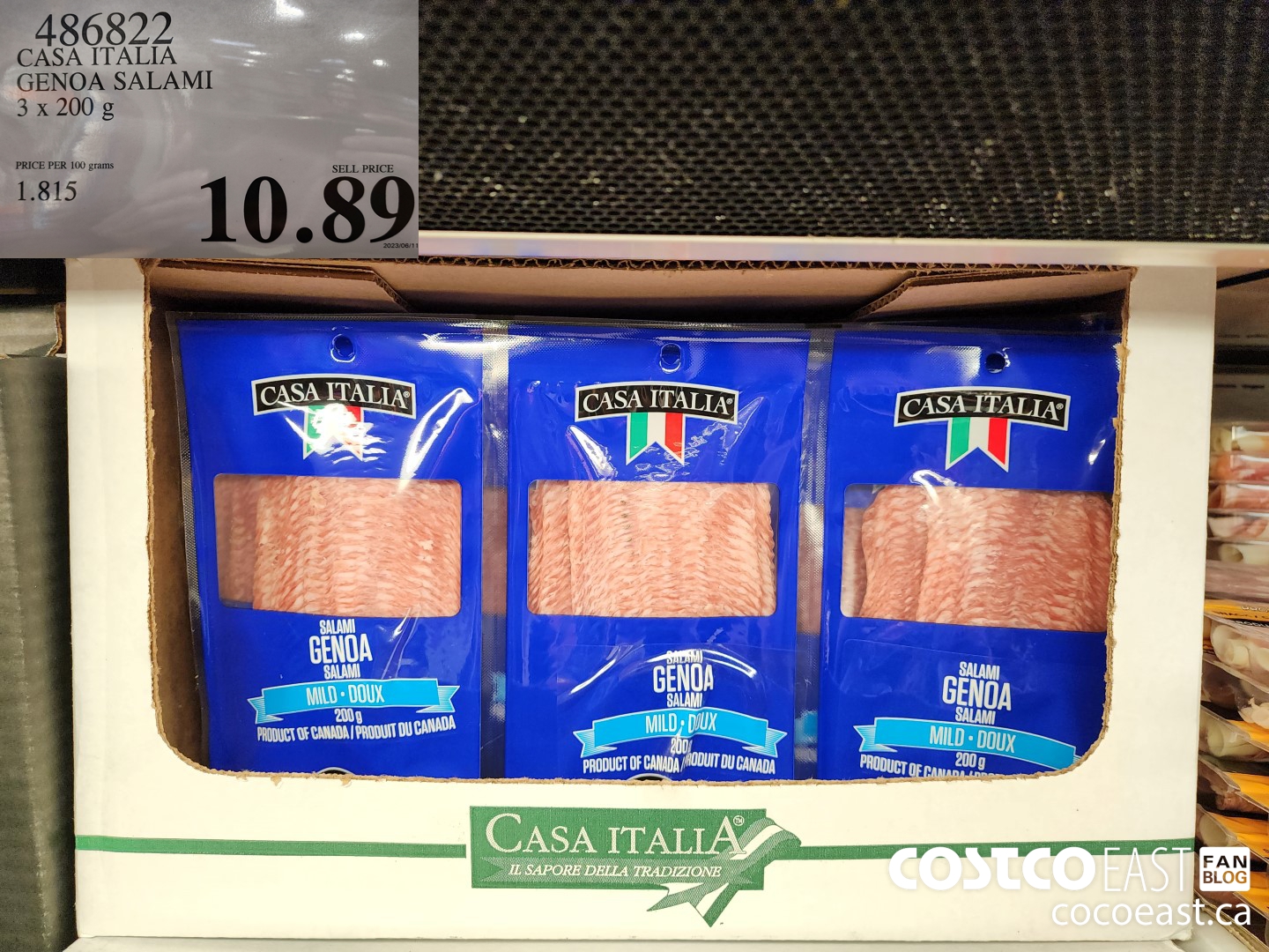 486822 CASA ITALIA GENOA SALAMI 3 X 200 G $10.89