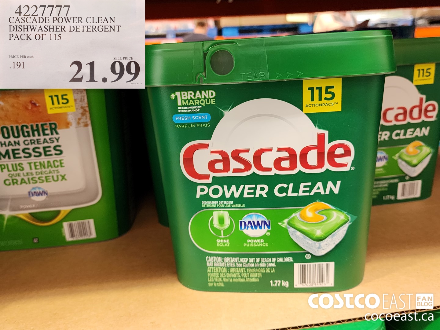 4227777 CASCADE POWER CLEAN DISHWASHER DETERGENT PACK OF 115 $21.99