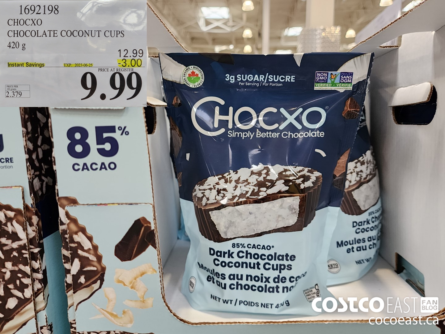 1692198 CHOCXO CHOCOLATE COCONUT CUPS 420 G ($3.00 INSTANT SAVINGS EXPIRES ON 2023-06-25) $9.99