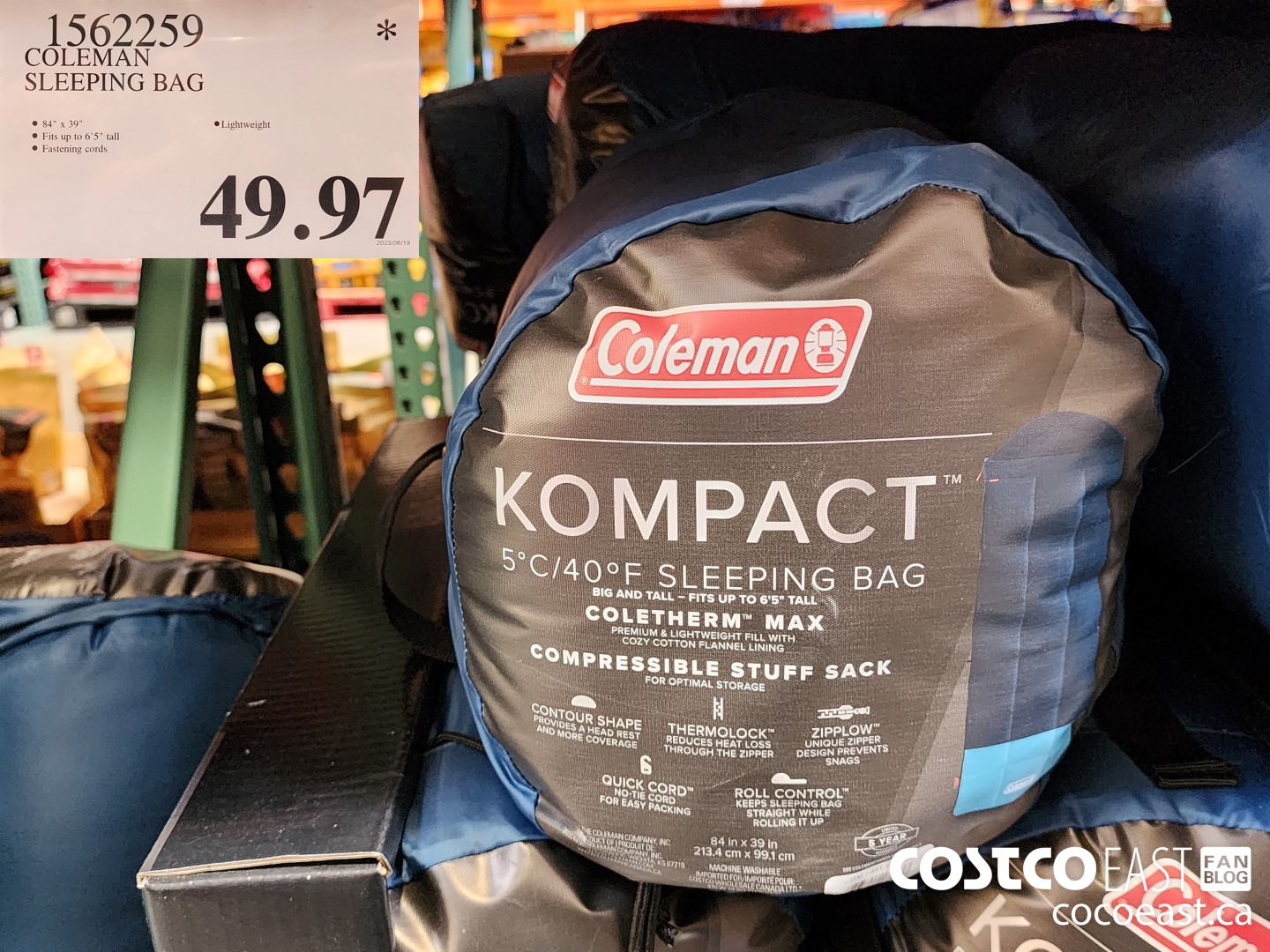 1562259 COLEMAN SLEEPING BAG $49.97