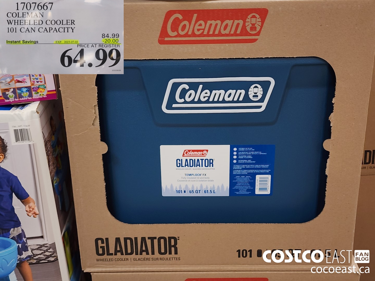 1707667 COLEMAN WHEELED COOLER 101 CAN CAPACITY ($20.00 INSTANT SAVINGS EXPIRES ON 2023-07-02) $64.99