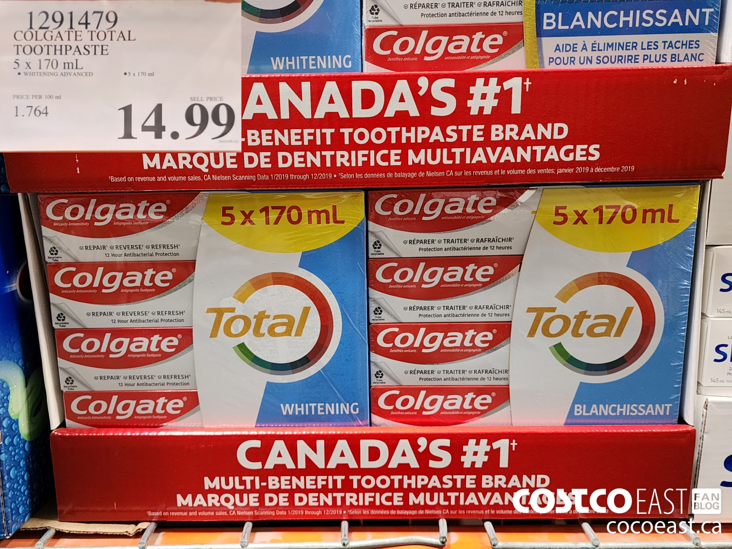 1291479 COLGATE TOTAL TOOTHPASTE 5 x 170 mL $14.99