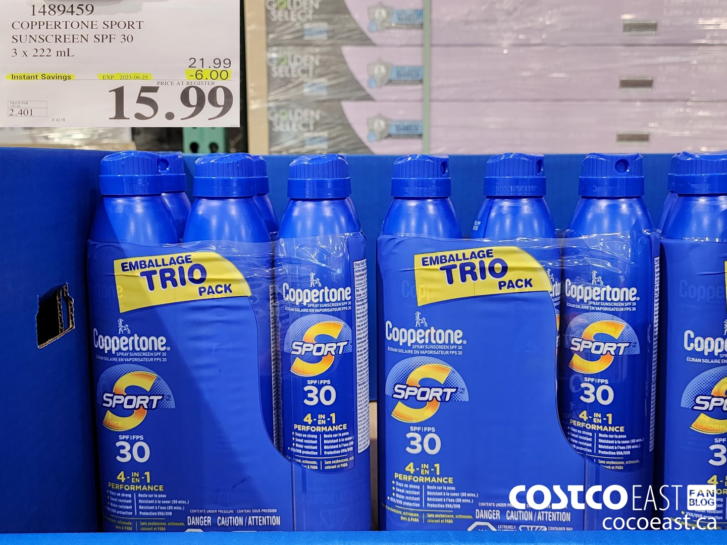 1489459 COPPERTONE SPORT SUNSCREEN SPF 30 3 x 222 ML ($6.00 INSTANT SAVINGS EXPIRES ON 2023-06-25) $15.99