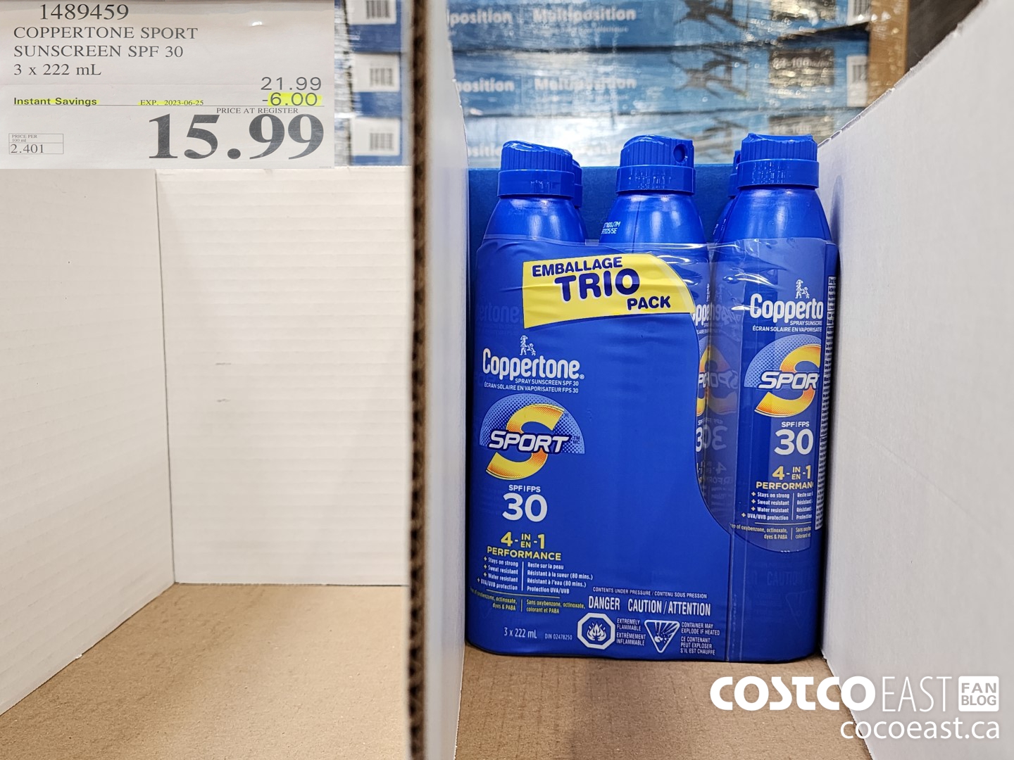 1489459 COPPERTONE SPORT SUNSCREEN SPF 30 3 x 222 ML ($6.00 INSTANT SAVINGS EXPIRES ON 2023-06-25) $15.99