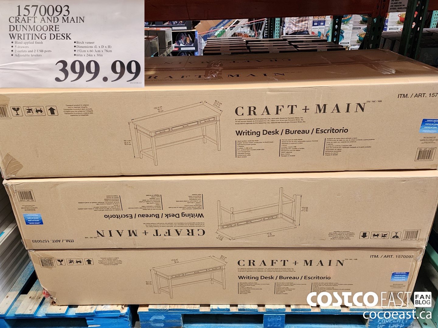 1570093 CRAFT AND MAIN DUNMOORE WRITING DESK $399.99