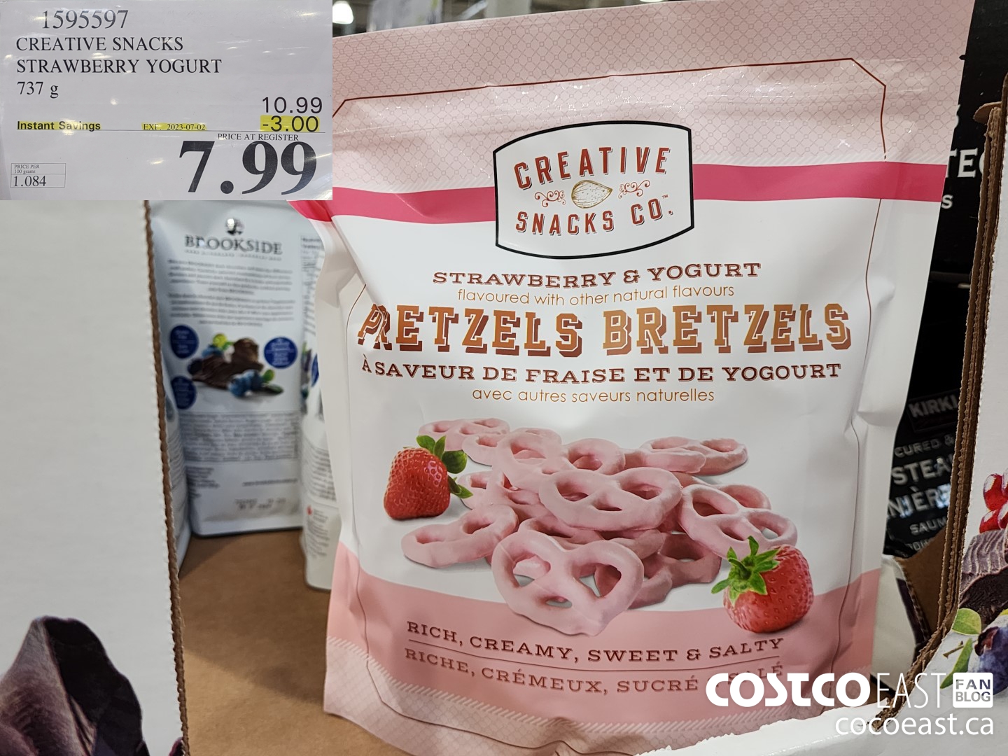1595597 CREATIVE SNACKS STRAWBERRY YOGURT PRETZELS 737G ($3.00 INSTANT SAVINGS EXPIRES ON 2023-07-02) $7.99