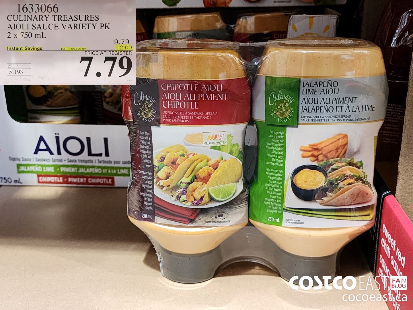1633066 CULINARY TREASURES AIOLI SAUCE VARIETY PK 2 x 750 mL ($2.00 INSTANT SAVINGS EXPIRES ON 2023-07-09) $7.79