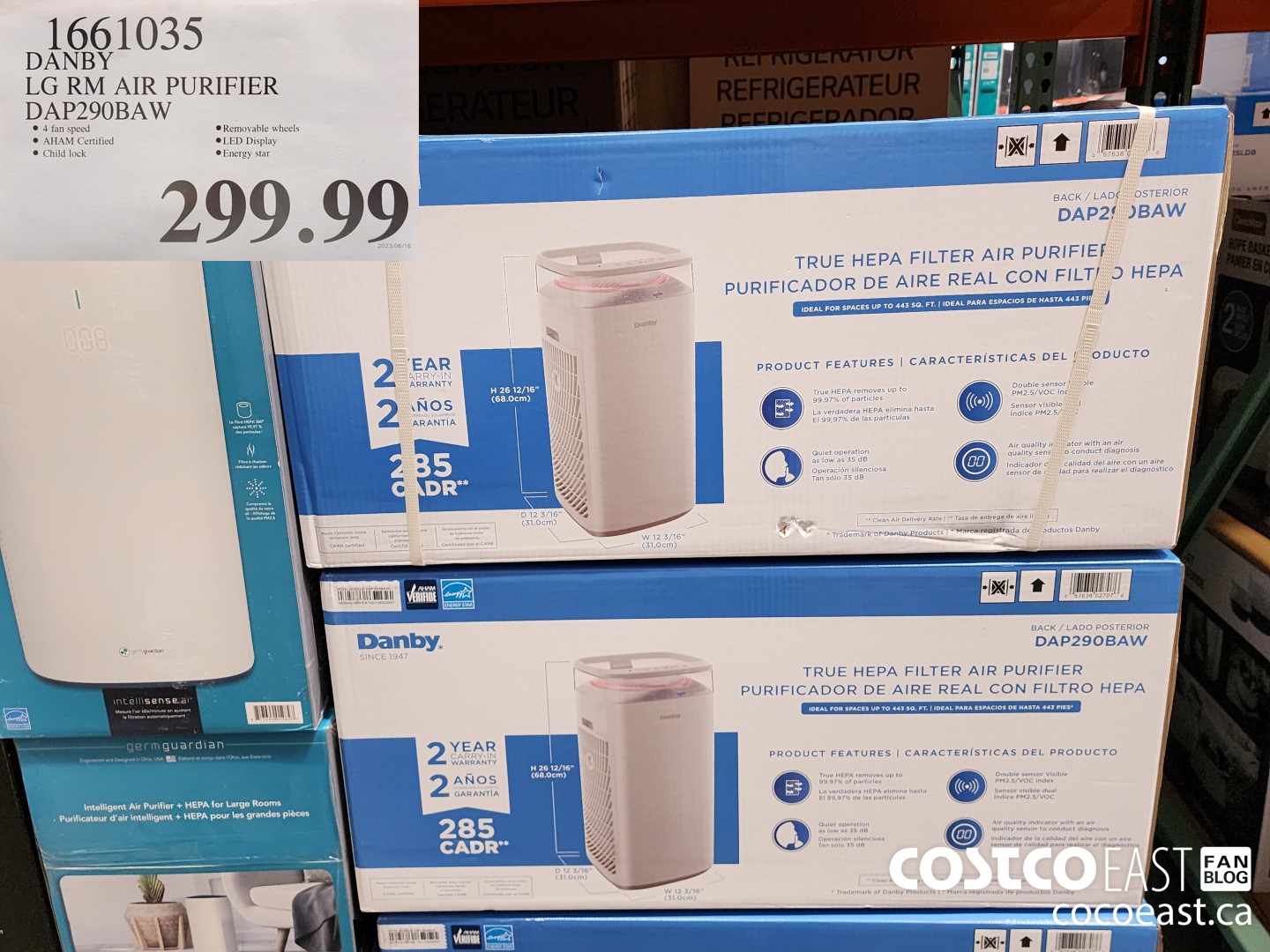 1661035 DANBY LG RM AIR PURIFIER DAP290BAW $299.99