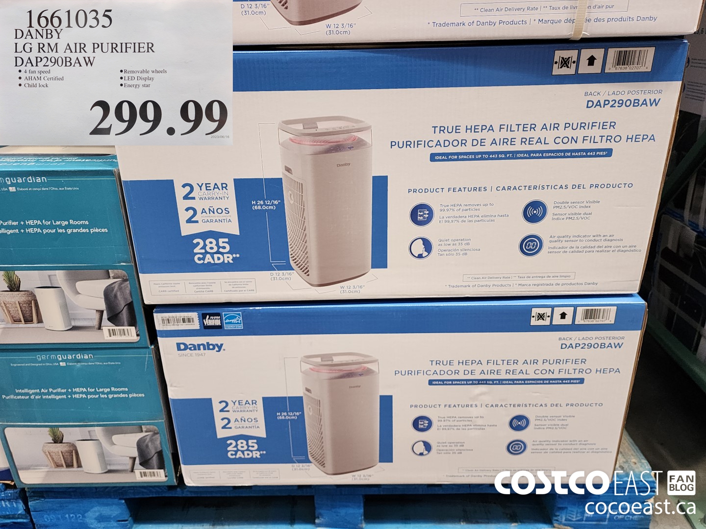 1661035 DANBY LG RM AIR PURIFIER DAP290BAW $299.99