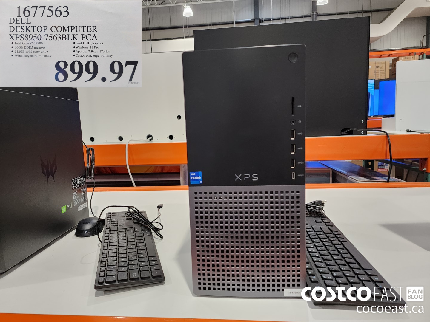 1677563 DELL DESKTOP COMPUTER XPS8950-7563BLK-PCA $899.97