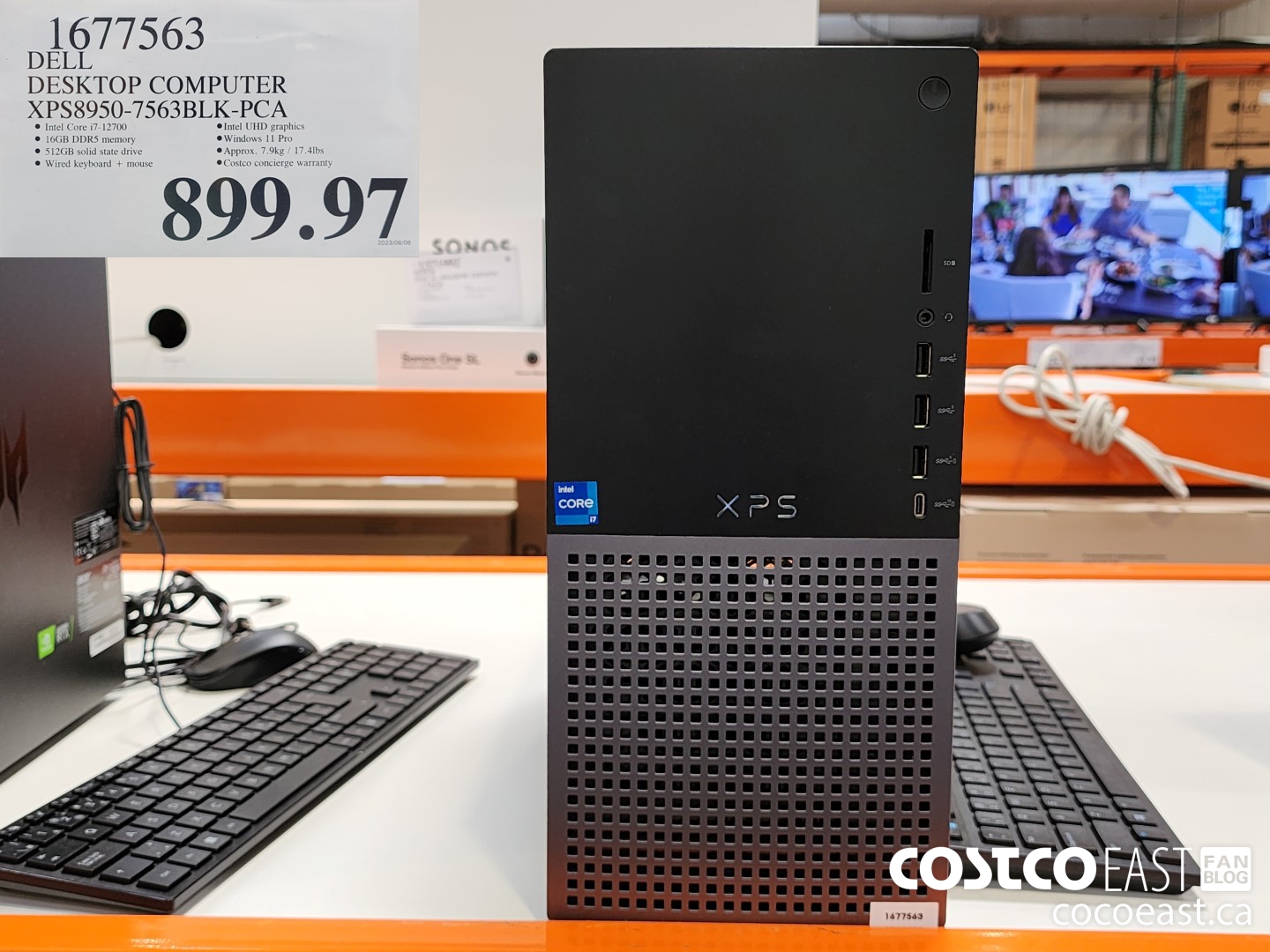 1677563 DELL DESKTOP COMPUTER XPS8950-7563BLK-PCA $899.97