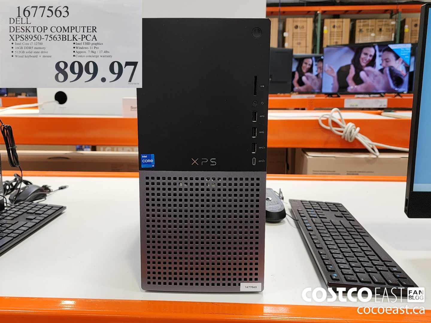 1677563 DELL DESKTOP COMPUTER XPS8950-7563BLK-PCA $899.97