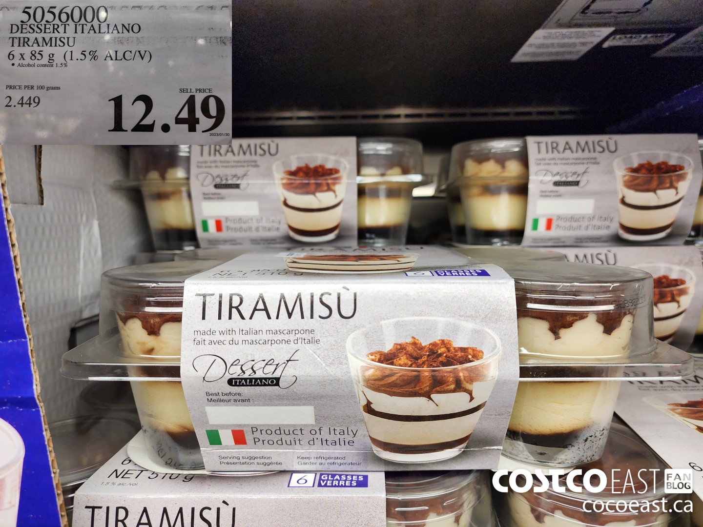 5056000 DESSERT ITALIANO FRESH ITALIAN TIRAMISU 6 X 85 G $12.49