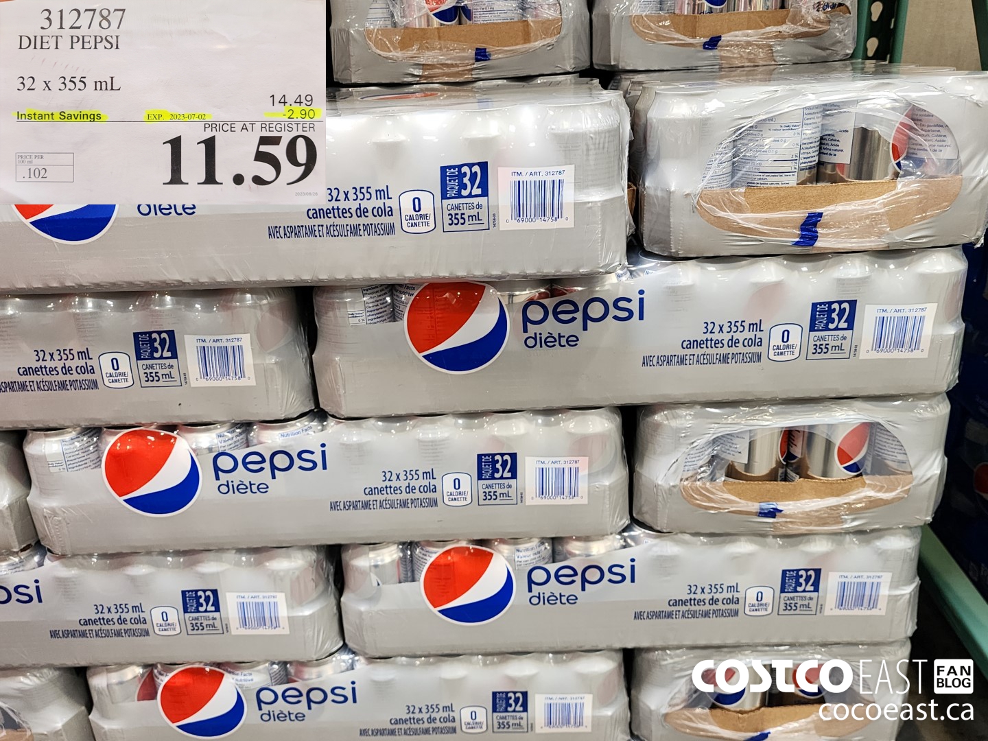 312787 DIET PEPSI 32 X 355 ($2.90 INSTANT SAVINGS EXPIRES ON 2023-07-02) $11.59