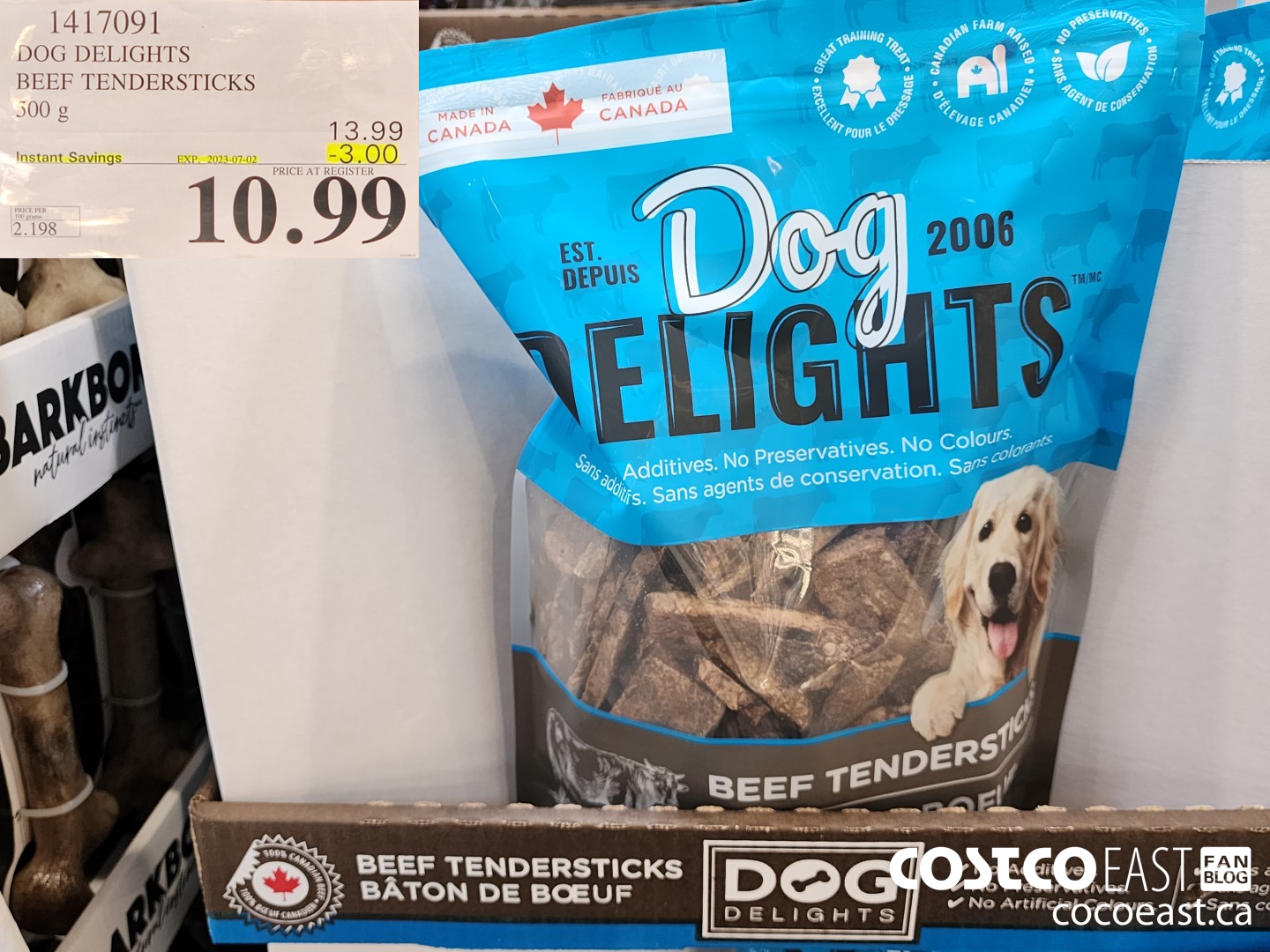 1417091 DOG DELIGHTS BEEF TENDERSTICKS 500 g ($3.00 INSTANT SAVINGS EXPIRES ON 2023-07-02) $10.99