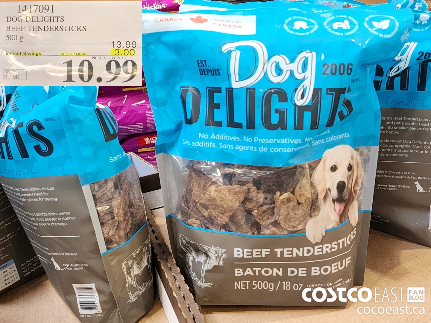1417091 DOG DELIGHTS BEEF TENDERSTICKS 500 g ($3.00 INSTANT SAVINGS EXPIRES ON 2023-07-02) $10.99