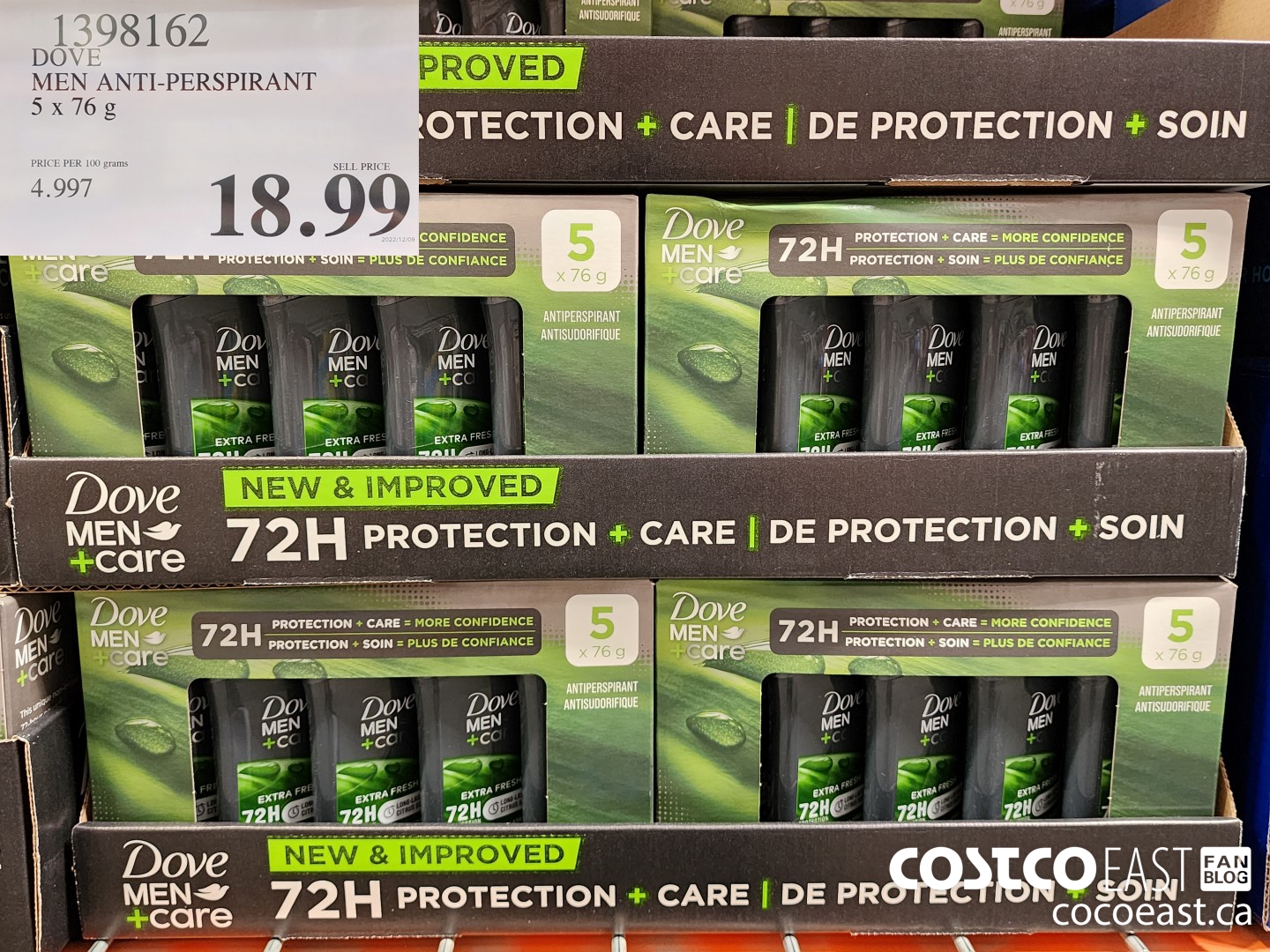 1398162 DOVE MEN ANTI-PERSPIRANT 5 X 76 G $18.99