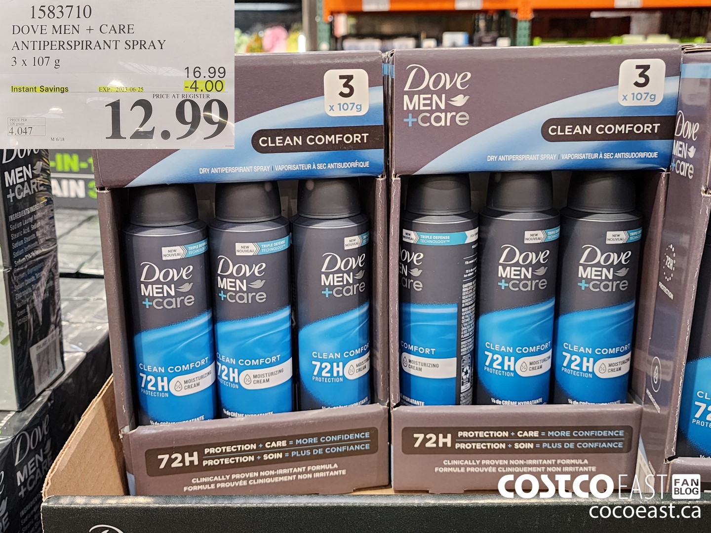 1583710 DOVE MEN + CARE ANTIPERSPIRANT SPRAY 3 X 107 G ($4.00 INSTANT SAVINGS EXPIRES ON 2023-06-25) $12.99