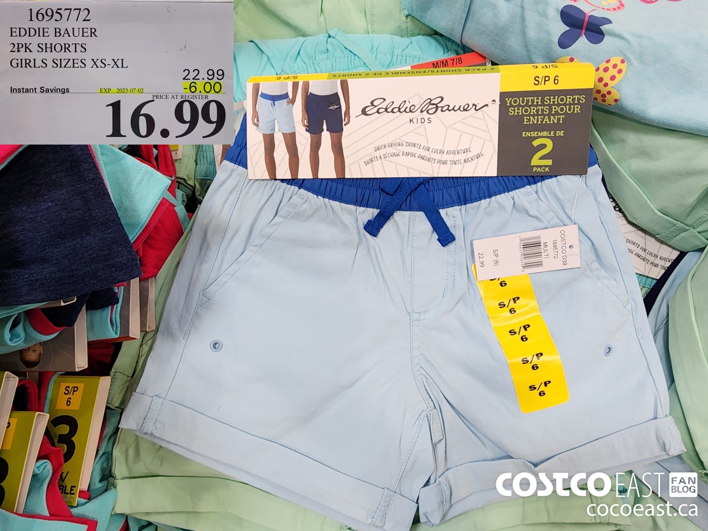 1695772 EDDIE BAUER 2PK SHORTS GIRLS SIZES XS-XL ($6.00 INSTANT SAVINGS EXPIRES ON 2023-07-02) $16.99