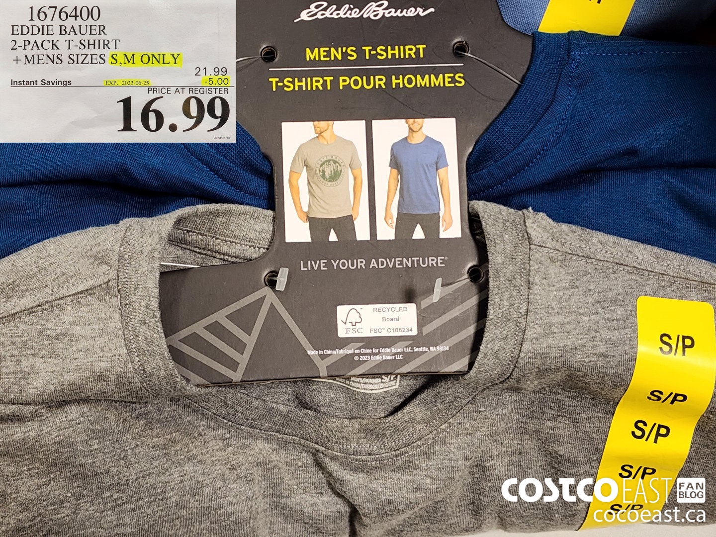 1676400 EDDIE BAUER 2 PACK T-SHIRT +MENS SIZES S, M ONLY ($5.00 INSTANT SAVINGS EXPIRES ON 2023-06-25) $16.99