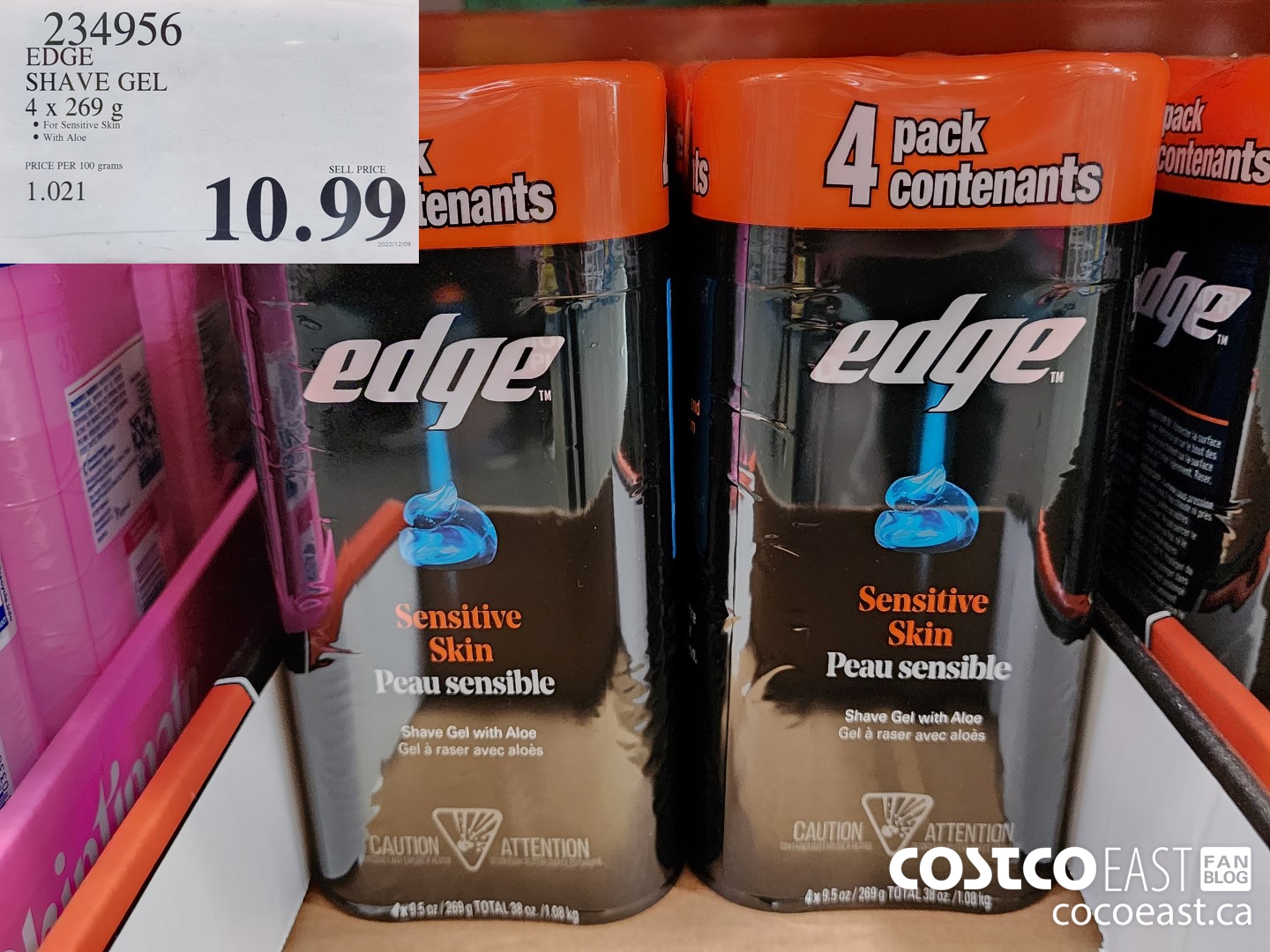 234956 EDGE SHAVE GEL 4 X 269 G $10.99