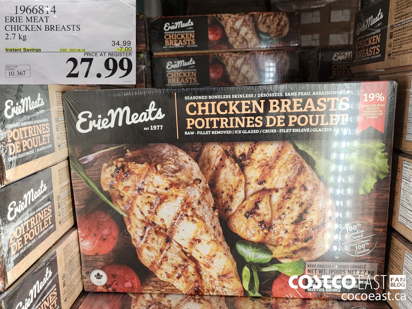1966814 ERIE MEAT CHICKEN BREASTS 2.7KG ($7.00 INSTANT SAVINGS EXPIRES ON 2023-06-18) $27.99