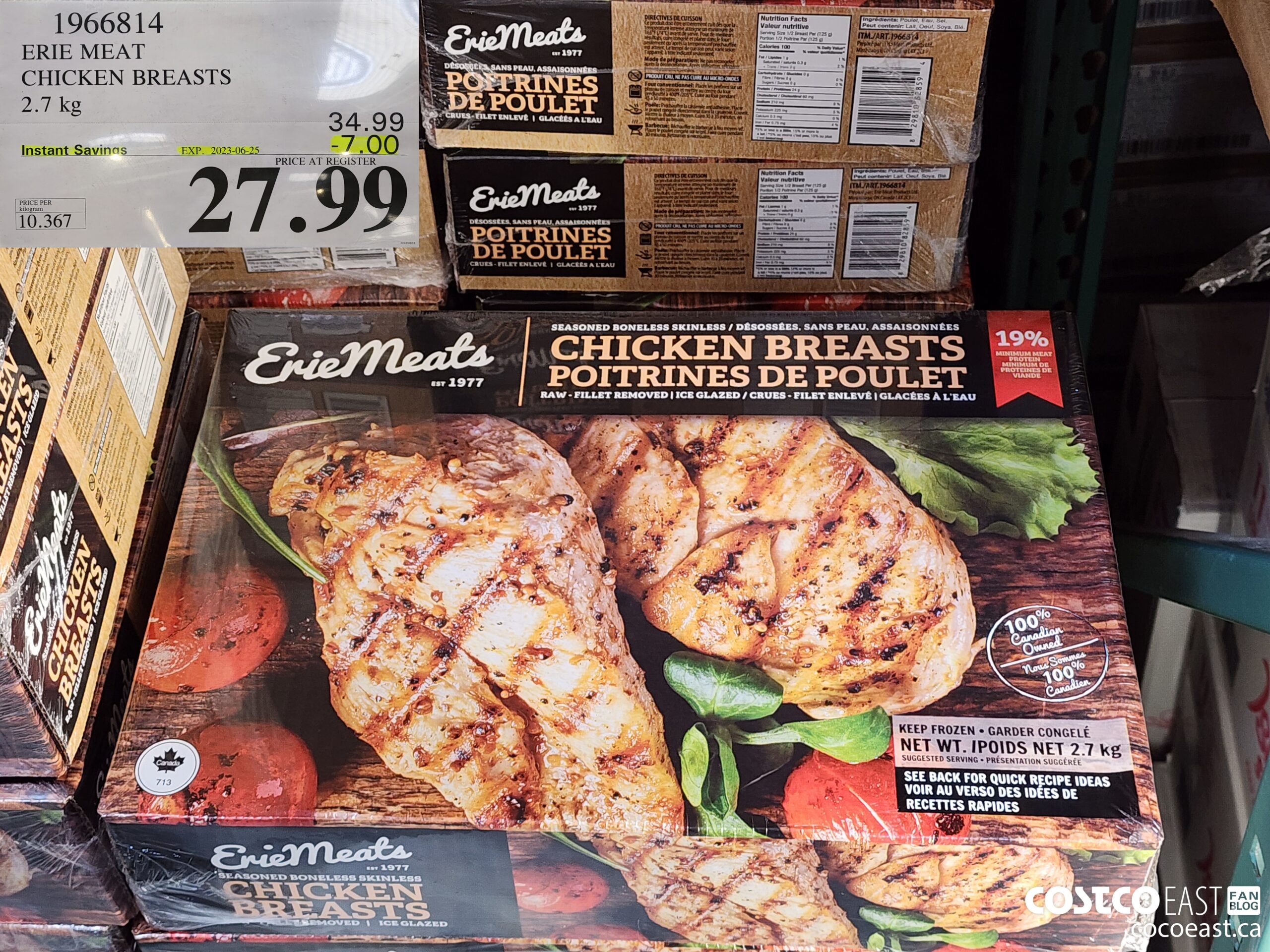 1966814 ERIE MEAT CHICKEN BREASTS 2.7KG ($7.00 INSTANT SAVINGS EXPIRES ON 2023-06-25) $27.99