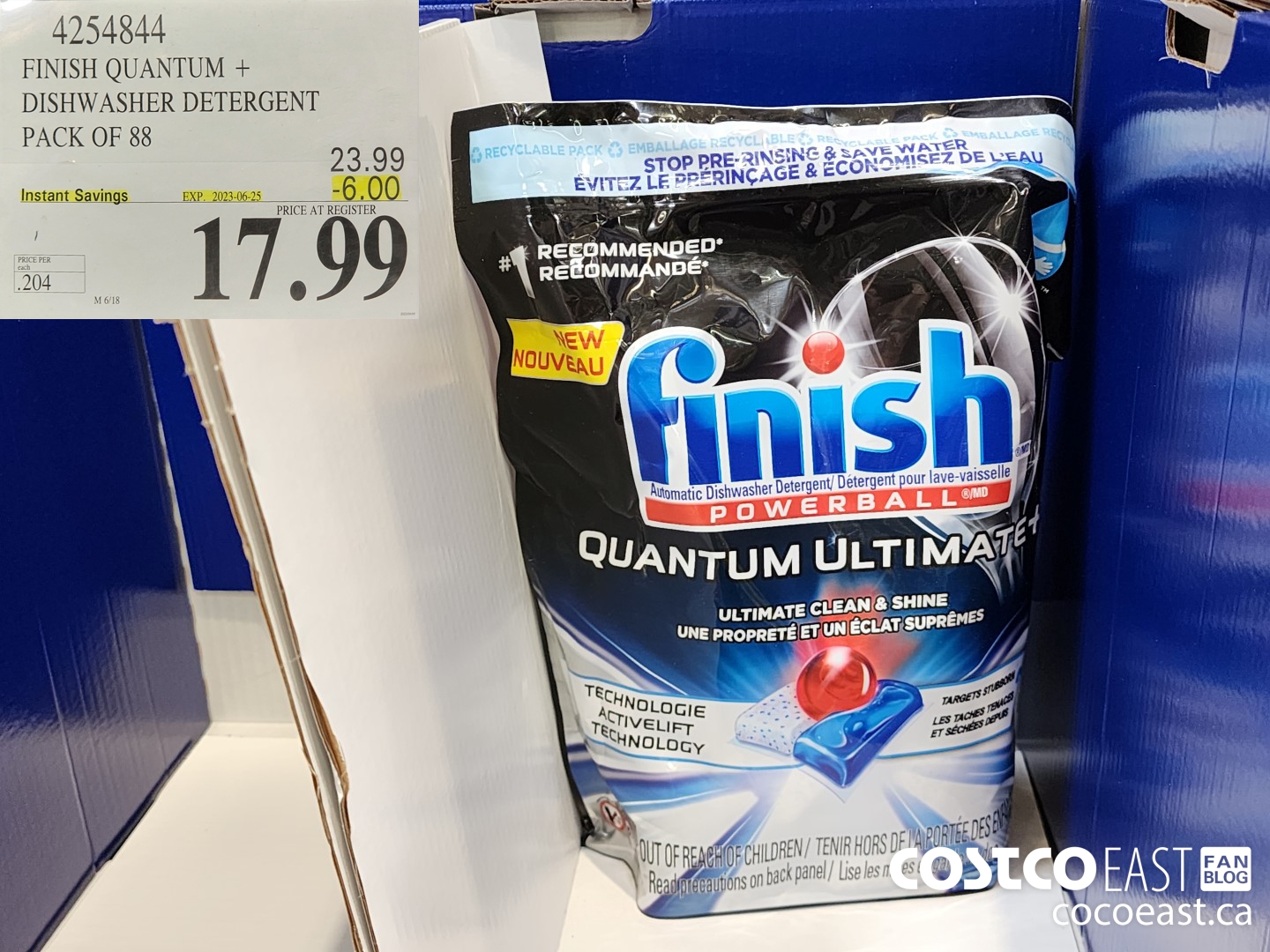 4254844 FINISH QUANTUM + DISHWASHER DETERGENT 88 tabs ($6.00 INSTANT SAVINGS EXPIRES ON 2023-06-25) $17.99