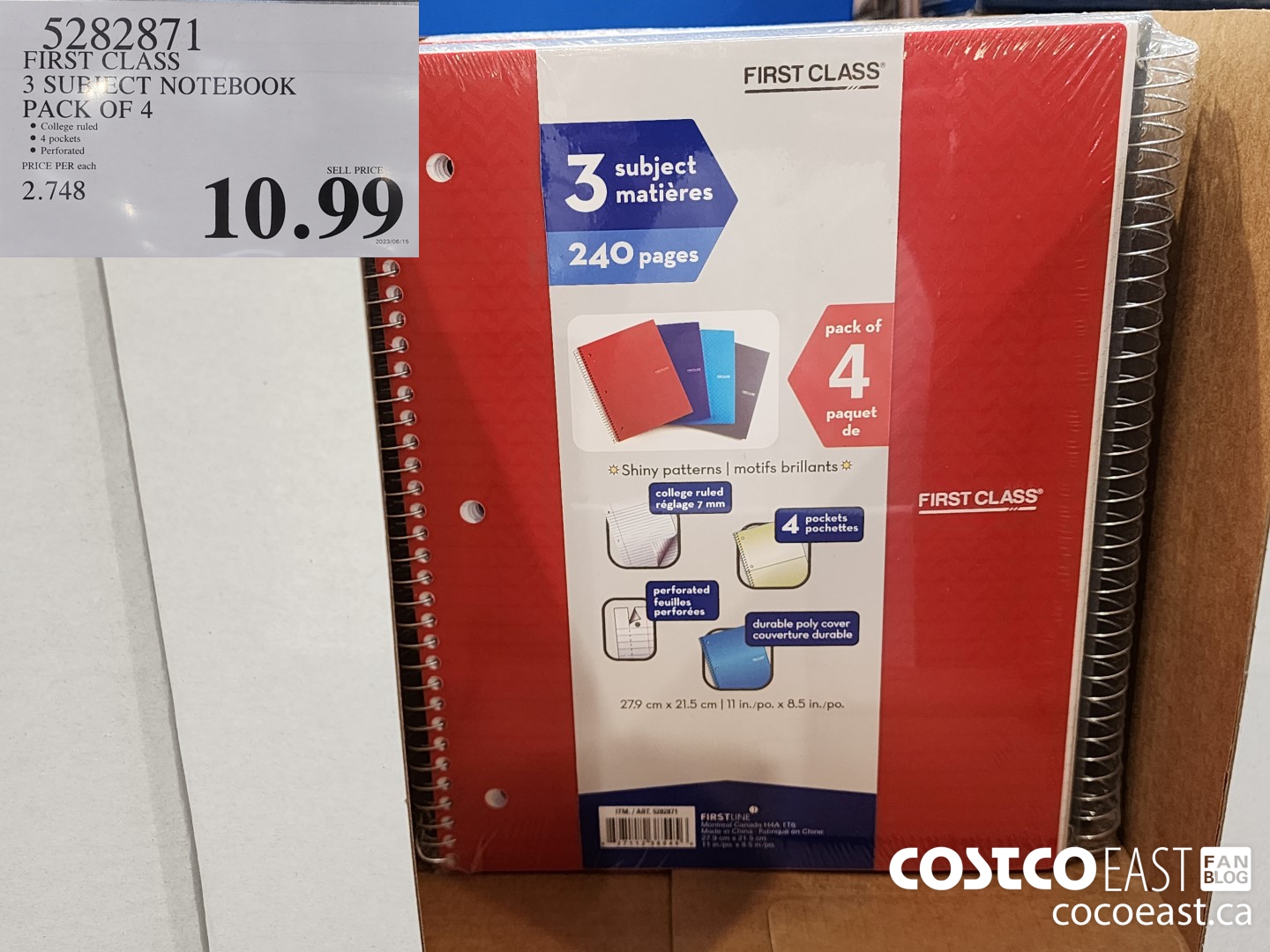 5282871 FIRST CLASS 3 SUBJECT NOTEBOOK PACK OF 4 $10.99