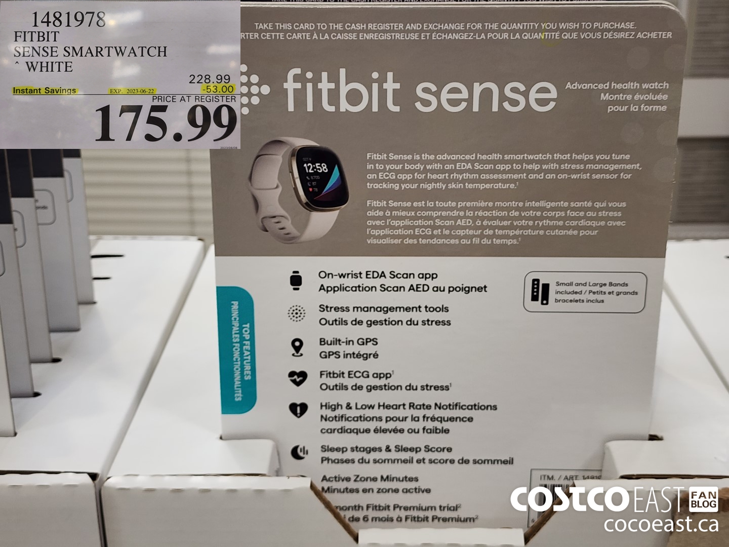 1481978 FITBIT SENSE SMART WATCH “WHITE ($53.00 INSTANT SAVINGS EXPIRES ON 2023-06-22) $175.99