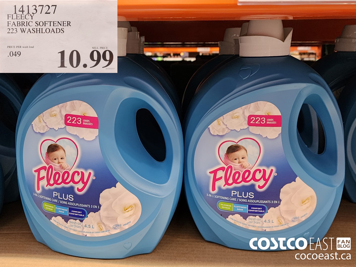 1413727 FLEECY FABRIC SOFTENER 223 wash loads $10.99