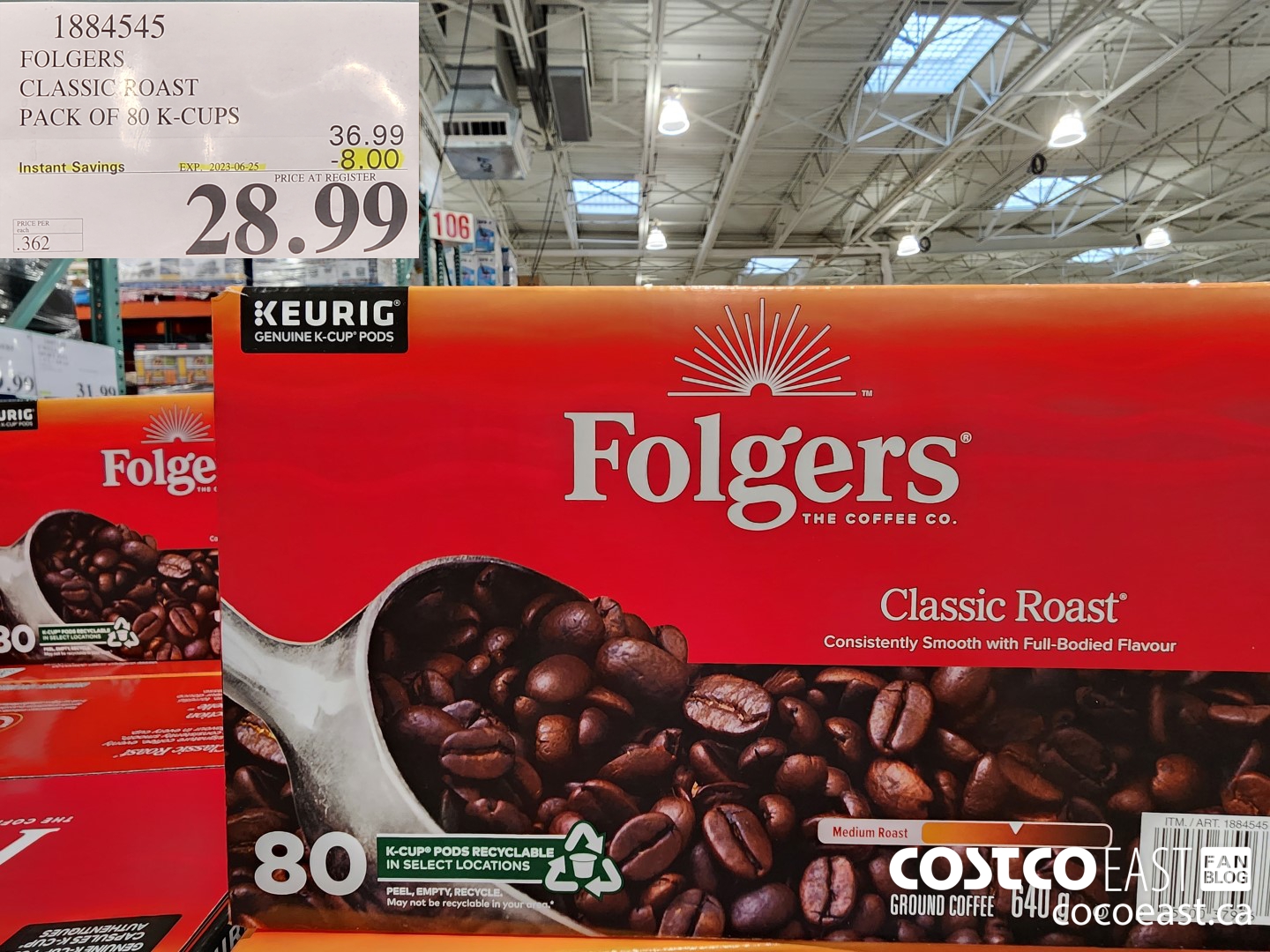 1884545 FOLGERS CLASSIC ROAST PACK OF 80 K-CUPS ($8.00 INSTANT SAVINGS EXPIRES ON 2023-06-25) $28.99