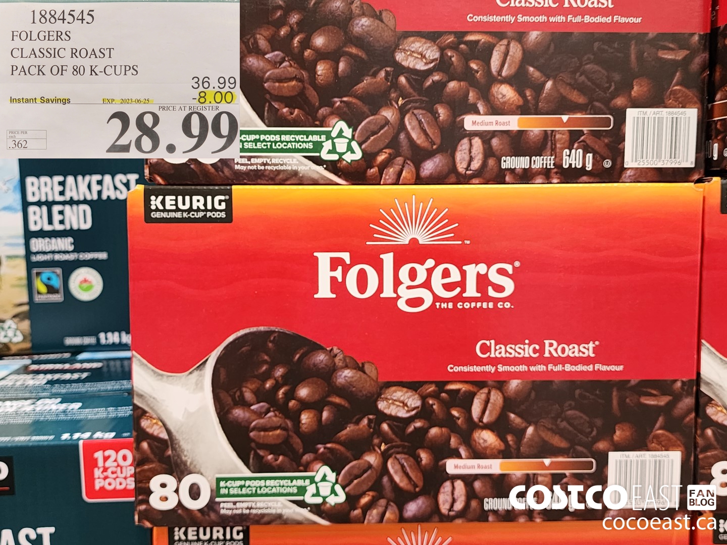 1884545 FOLGERS CLASSIC ROAST PACK OF 80 K-CUPS ($8.00 INSTANT SAVINGS EXPIRES ON 2023-06-25) $28.99