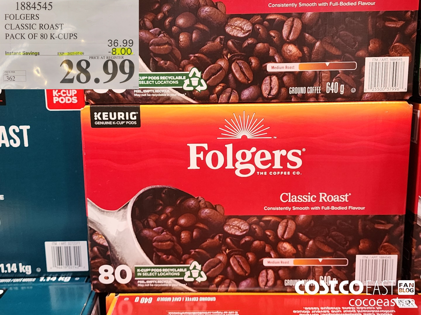 1884545 FOLGERS CLASSIC ROAST PACK OF 80 K-CUPS ($8.00 INSTANT SAVINGS EXPIRES ON 2023-07-09) $28.99