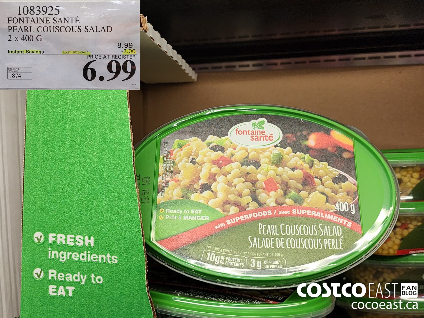 1083925 FONTAINE SANTE PEARL COUSCOUS SALAD 2 x 400 G ($2.00 INSTANT SAVINGS EXPIRES ON 2023-06-25) $6.99