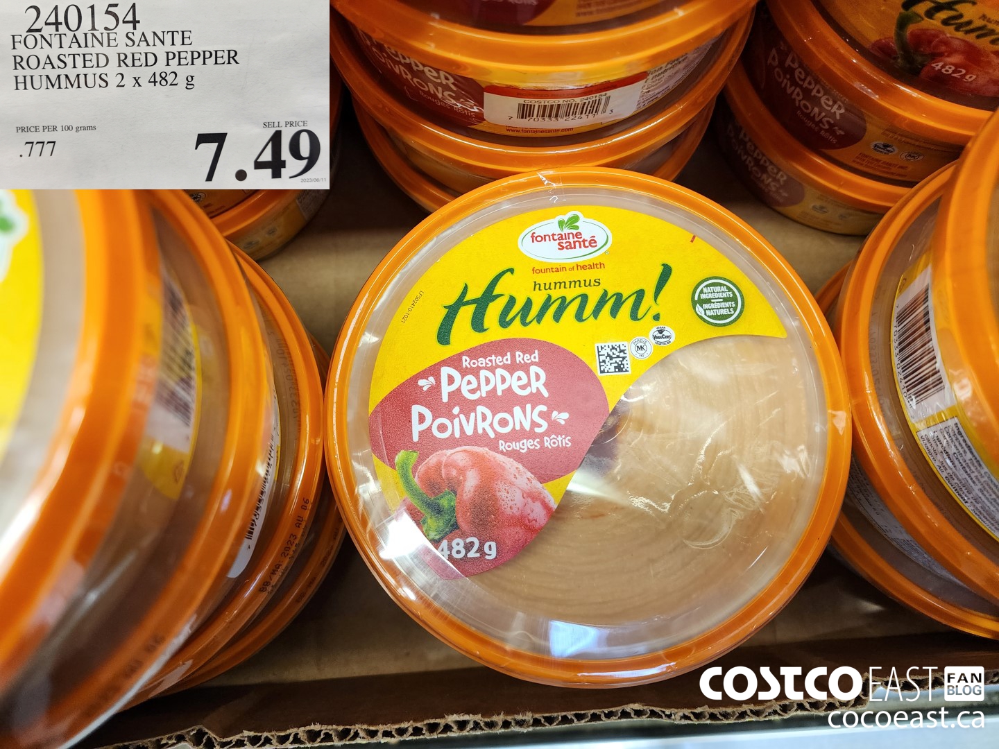240154 FONTAINE SANTE ROASTED RED PEPPER HUMMUS 2 X 482 G $7.49