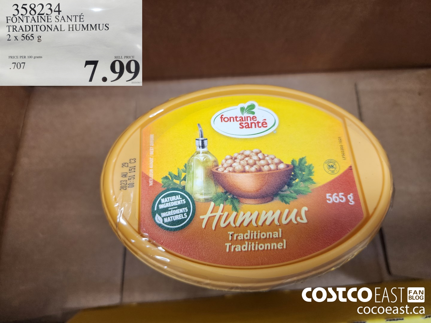 358234 FONTAINE SANTE TRADITIONAL HUMMUS 2 X 565 G $7.99