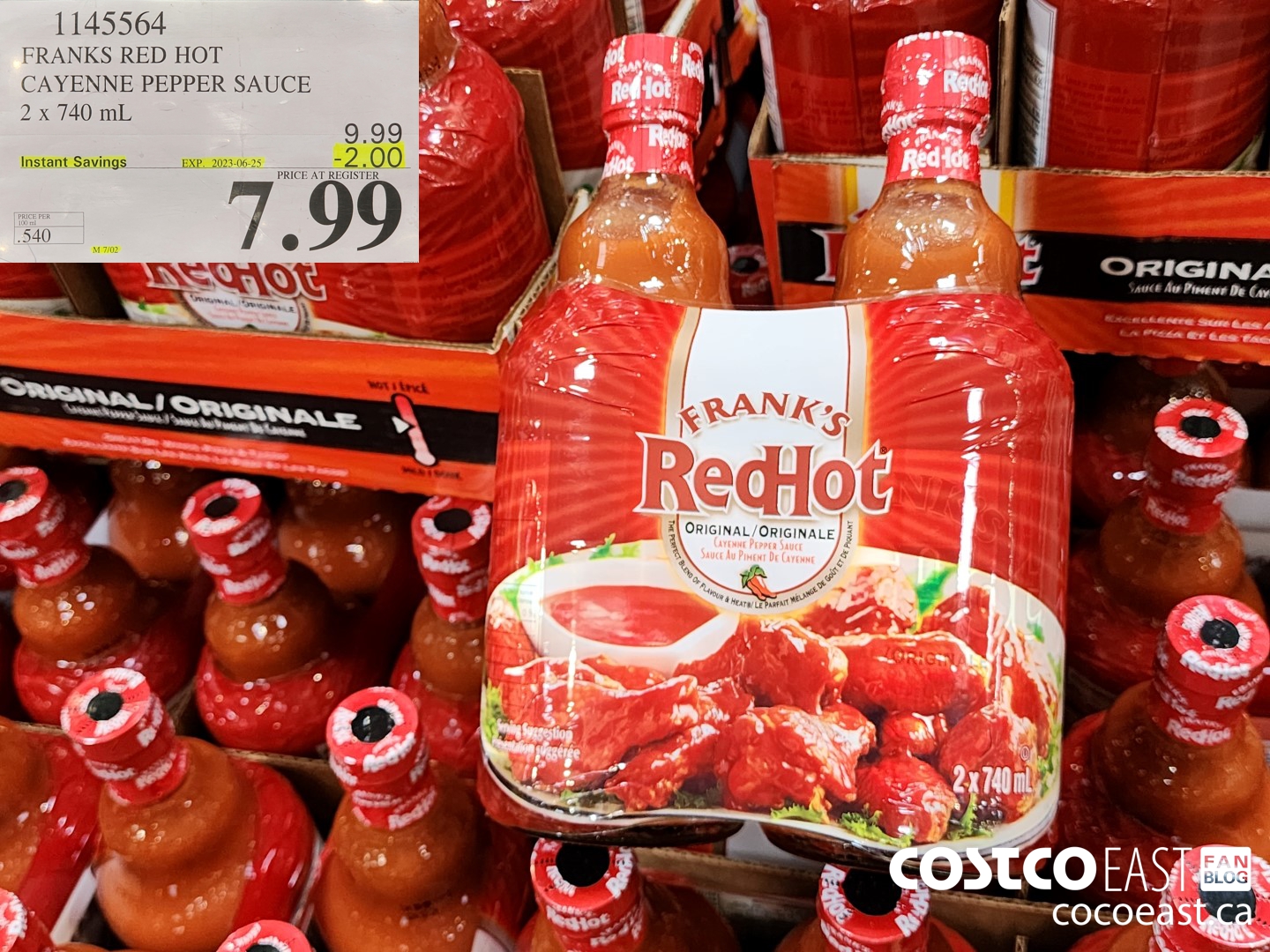1145564 FRANKS RED HOT CAYENNE PEPPER SAUCE 2 X 740 ML ($2.00 INSTANT SAVINGS EXPIRES ON 2023-06-25) $7.99