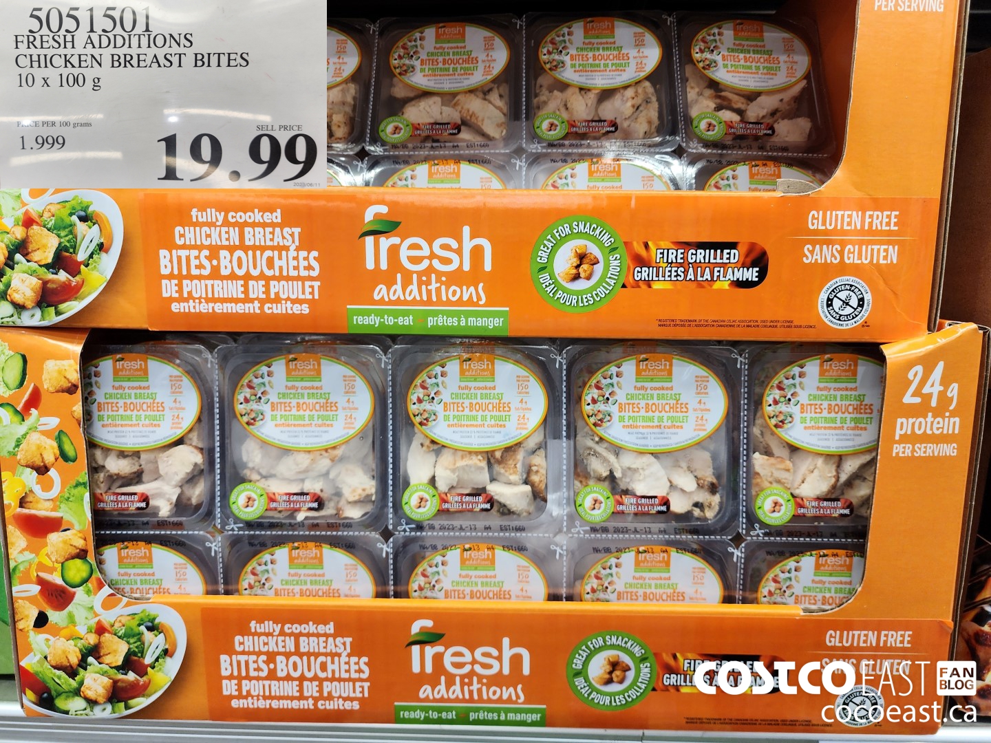 5051501 FRESH ADDITIONS CHICKEN BREAST BITES 10 X 100 G $19.99