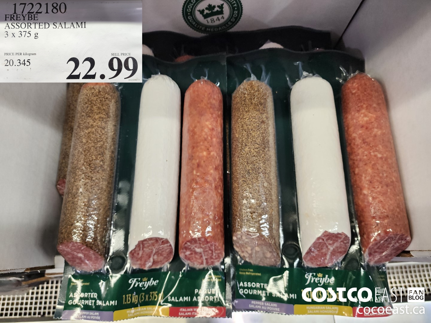 1722180 FREYBE ASSORTED SALAMI 3x375 g $22.99