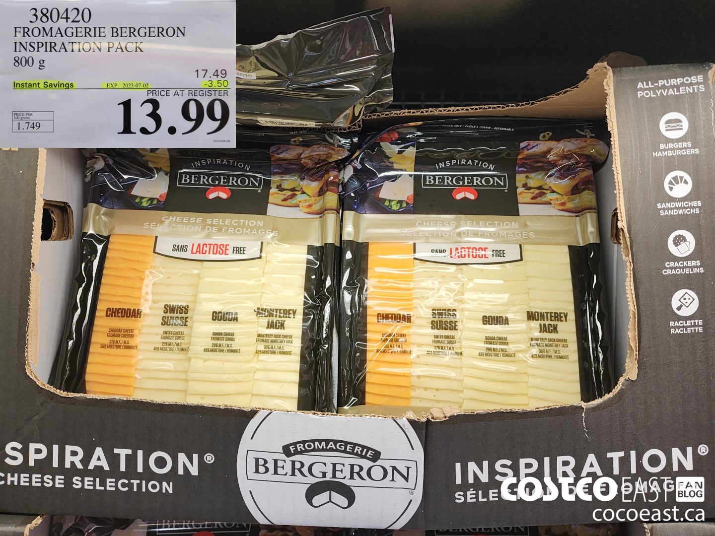 380420 FROMAGERIE BERGERON INSPIRATION PACK 800 G ($3.50 INSTANT SAVINGS EXPIRES ON 2023-07-02) $13.99
