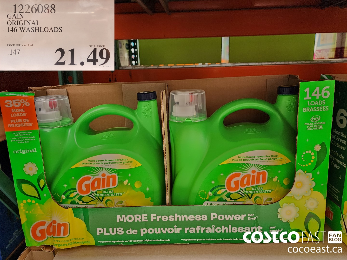 1226088 GAIN ORIGINAL 146 wash loads $21.49