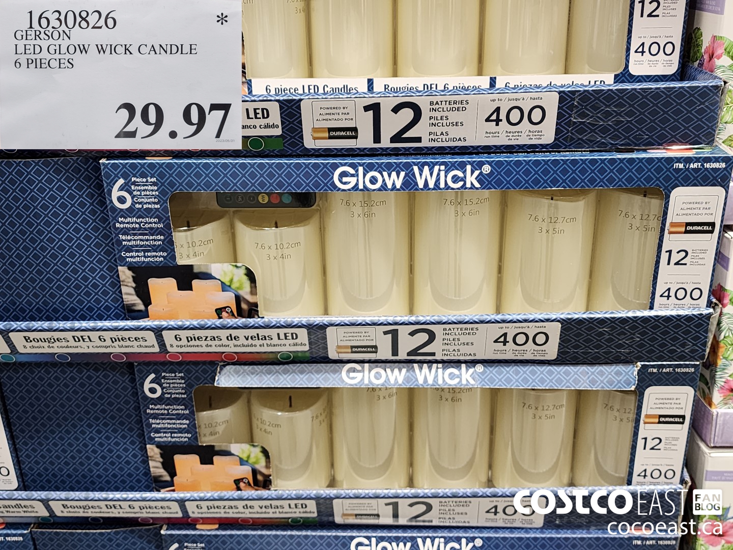 1630826 GERSON LED GLOW WICK CANDLES 6 PIECES $29.97