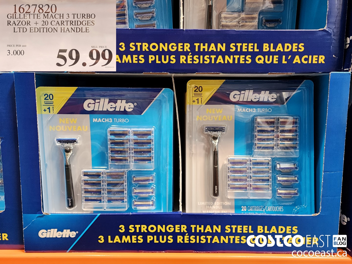 1627820 GILLETTE MACH 3 TURBO RAZOR + 20 CARTRIDGES LTD EDITION HANDLE $59.99