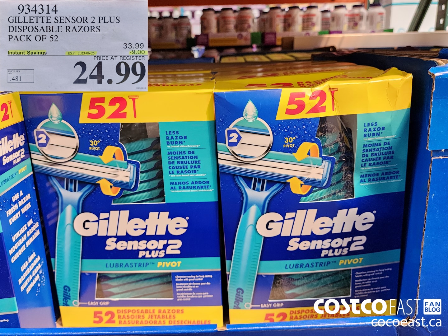 934314 GILLETTE SENSOR 2 PLUS DISPOSABLE RAZORS PACK OF 52 ($9.00 INSTANT SAVINGS EXPIRES ON 2023-06-25) $24.99