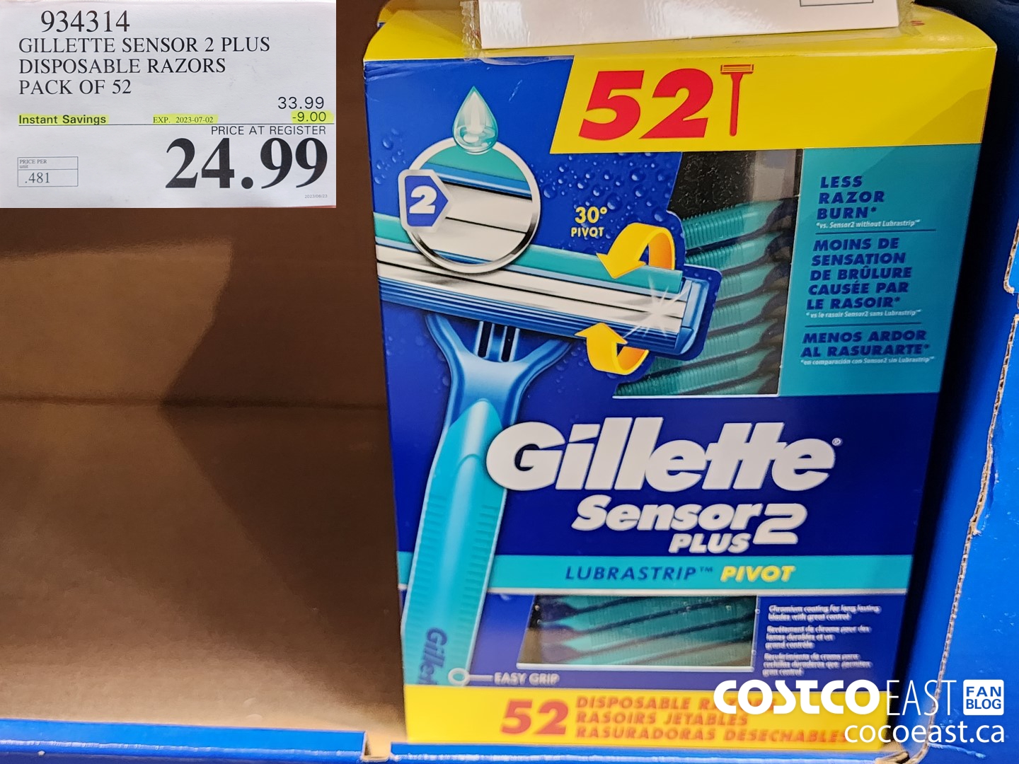 934314 GILLETTE SENSOR 2 PLUS DISPOSABLE RAZORS PACK OF 52 ($9.00 INSTANT SAVINGS EXPIRES ON 2023-07-02) $24.99