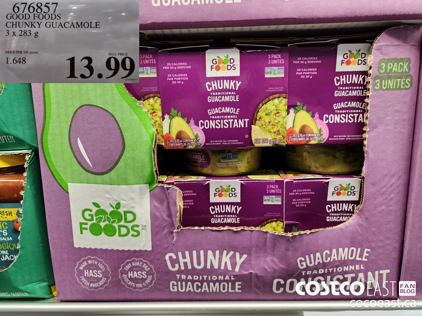 676857 GOOD FOODS CHUNKY GUACAMOLE 3 X 283 G $13.99
