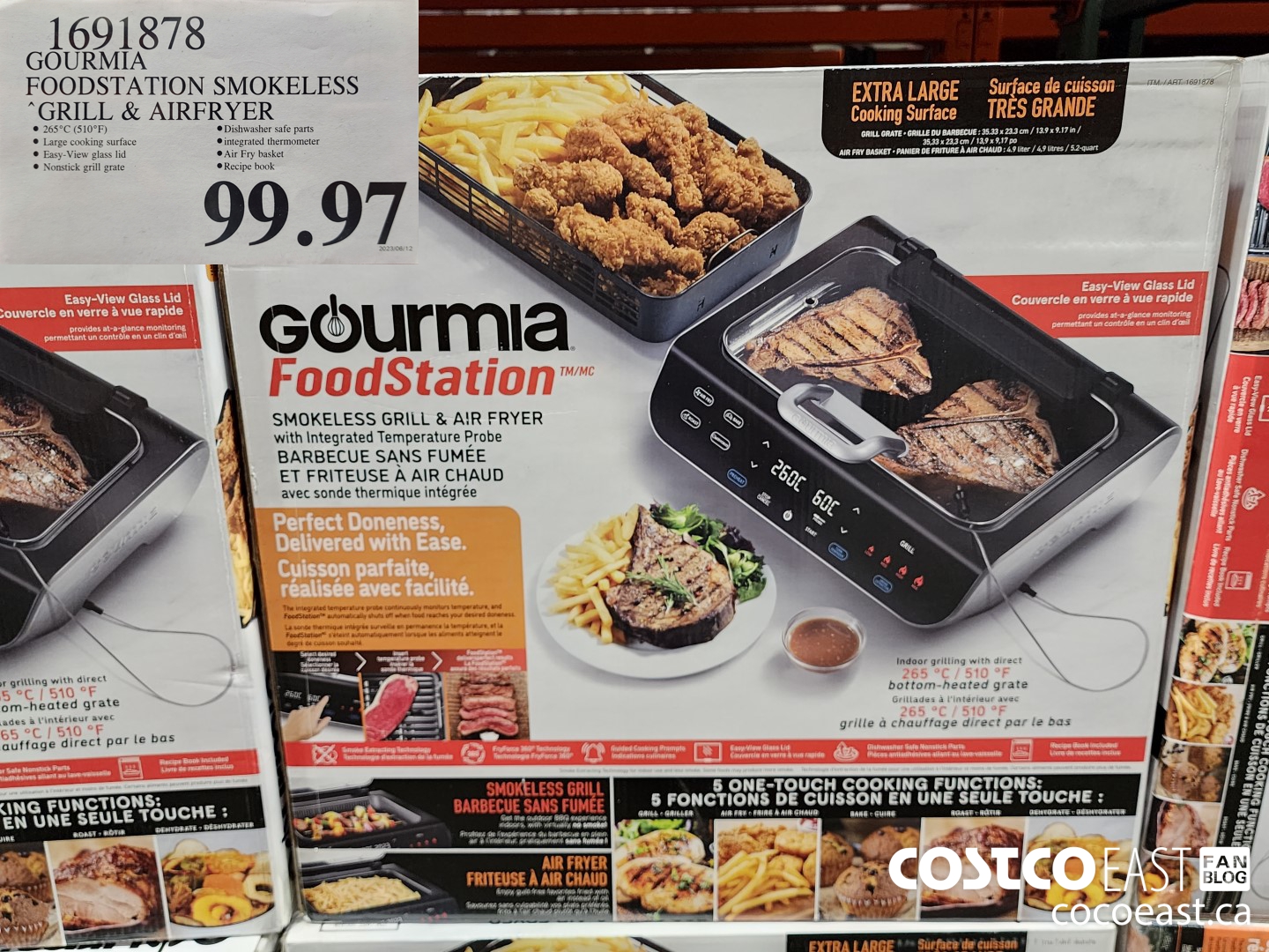 1691878 GOURMIA FOODSTATION SMOKELESS GRILL & AIRFRYER $99.97